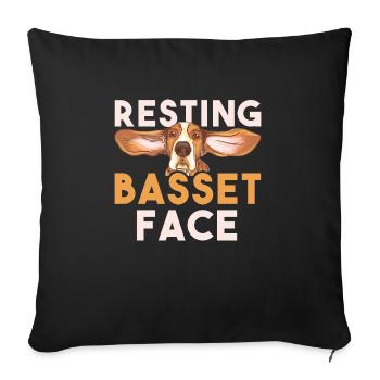 Basset Hound Gift - Sofa pillowcase 17,3'' x 17,3'' (45 x 45 cm) - black - Front