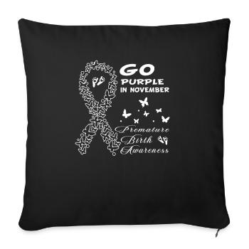Arc violet conscient de la naissance prématurée - Housse de coussin décorative 45 x 45 cm - noir - Devant