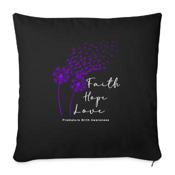 Arc violet conscient de la naissance prématurée - Housse de coussin décorative 45 x 45 cm - noir - Devant