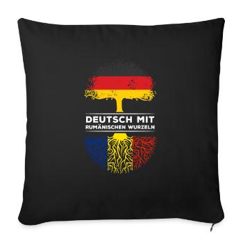 Deutsch mit Rumänischen Wurzeln Abstammung - Sofakissenbezug 45 x 45 cm - Schwarz - Vorne