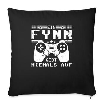 Fynn Gaming Konsole PC Gamer Geschenk - Sofakissenbezug 45 x 45 cm - Schwarz - Vorne
