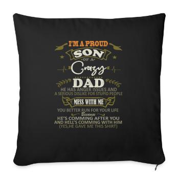 Je suis un fier fils de papa fou drôle de dire - Housse de coussin décorative 45 x 45 cm - noir - Devant