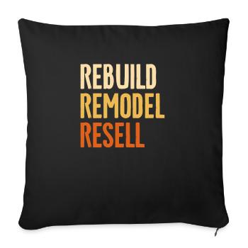 Reconstruire Remodeler Revendre Home Improvement Handyman - Housse de coussin décorative 45 x 45 cm - noir - Devant