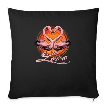 Les flamants roses adorent une bonne Saint-Valentin - Housse de coussin décorative 45 x 45 cm - noir - Devant