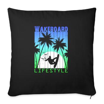 Wakeboard Wakeskate Sports Nautiques Lifestyle Vintage - Housse de coussin décorative 45 x 45 cm - noir - Devant