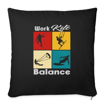Équilibre du cerf-volant de travail. Style de vie Vintage Design, Travail - Housse de coussin décorative 45 x 45 cm - noir - Devant