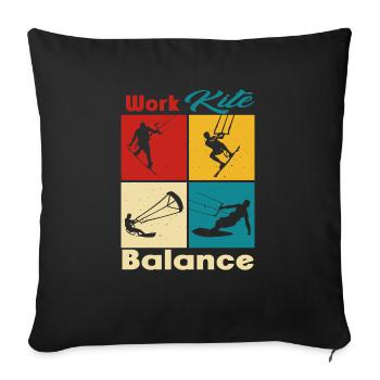 Équilibre du cerf-volant de travail. Style de vie Vintage Design, Travail - Housse de coussin décorative 45 x 45 cm - noir - Devant