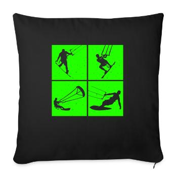Kite Surfing, Kite Board, Lifestyle Vintage Design - Sofa pillowcase 17,3'' x 17,3'' (45 x 45 cm) - black - Front