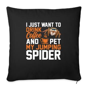 Coffeeholic Exotic Pet Collection Jumping Spins - Housse de coussin décorative 45 x 45 cm - noir - Devant