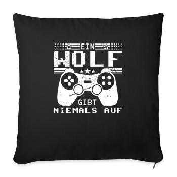 Wolf Gaming Konsole PC Gamer Geschenk - Sofakissenbezug 45 x 45 cm - Schwarz - Vorne