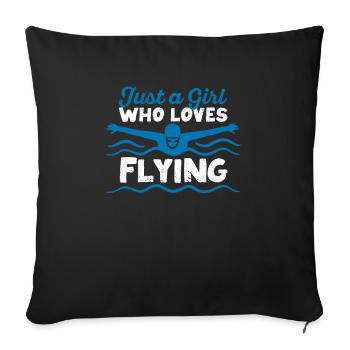 Juste une fille qui aime voler natation drôle nager - Housse de coussin décorative 45 x 45 cm - noir - Devant