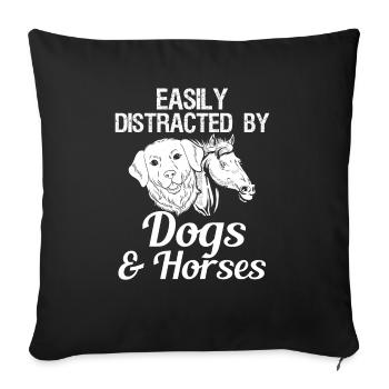 Facile de chiens et de chevaux femmes et filles - Housse de coussin décorative 45 x 45 cm - noir - Devant