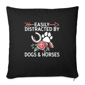 Facile de chiens et de chevaux femmes et filles - Housse de coussin décorative 45 x 45 cm - noir - Devant