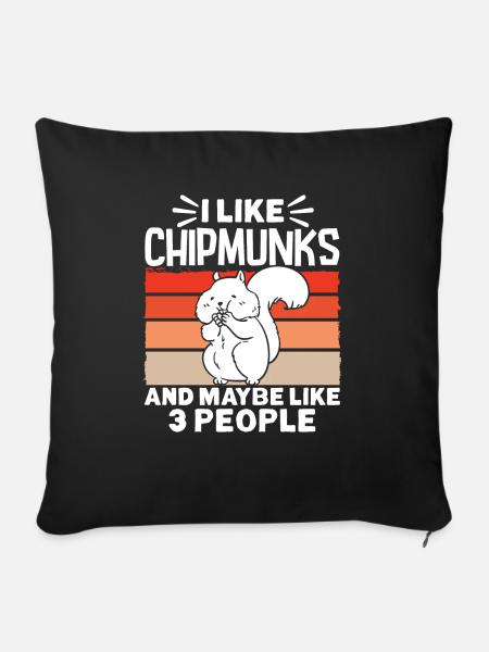 Streifenhörnchen Chipmunk Nagetier Geschenk - Sofakissenbezug 45 x 45 cm - Schwarz