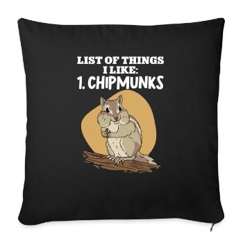 Cadeau de rongeur chipmunk - Housse de coussin décorative 45 x 45 cm - noir - Devant