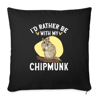 Cadeau de rongeur chipmunk - Housse de coussin décorative 45 x 45 cm - noir - Devant