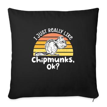 Cadeau de rongeur chipmunk - Housse de coussin décorative 45 x 45 cm - noir - Devant