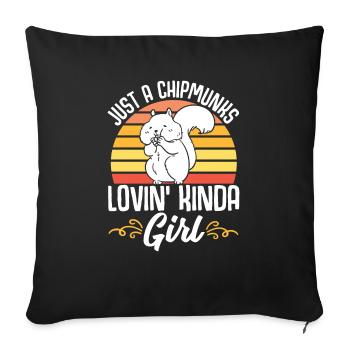 Cadeau de rongeur chipmunk - Housse de coussin décorative 45 x 45 cm - noir - Devant