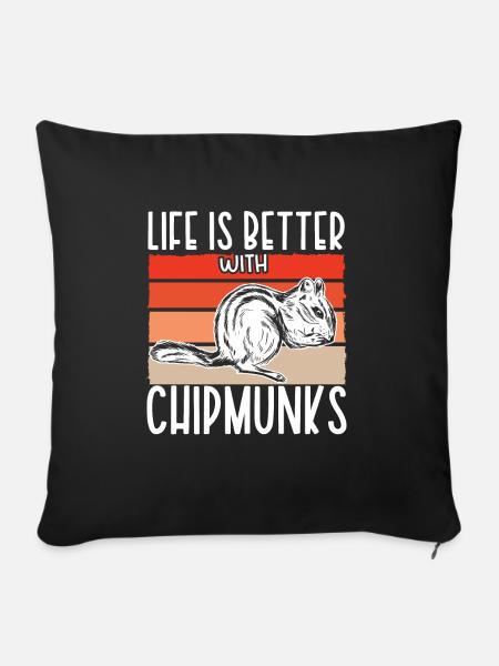 Streifenhörnchen Chipmunk Nagetier Geschenk - Sofakissenbezug 45 x 45 cm - Schwarz