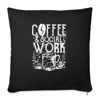 Coffee Social Work - Sofa pillowcase 17,3'' x 17,3'' (45 x 45 cm) - black - Front