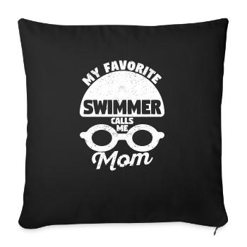 Drôle de piscine Natation Mon nageur préféré - Housse de coussin décorative 45 x 45 cm - noir - Devant