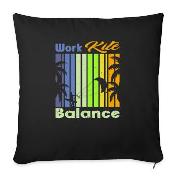 Équilibre du cerf-volant de travail. Style de vie Vintage Design, Travail - Housse de coussin décorative 45 x 45 cm - noir - Devant