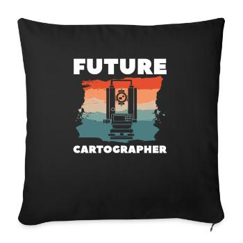 Retro Future Cartographer Map Making Cartography - Sofa pillowcase 17,3'' x 17,3'' (45 x 45 cm) - black - Front