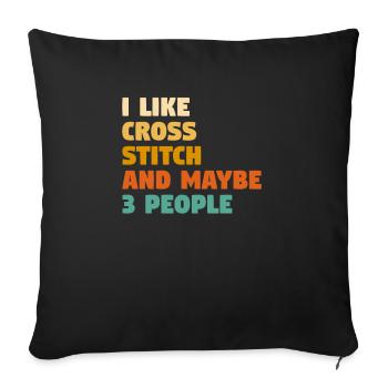 J’aime le point de croix et peut-être 3 personnes crochet qui - Housse de coussin décorative 45 x 45 cm - noir - Devant