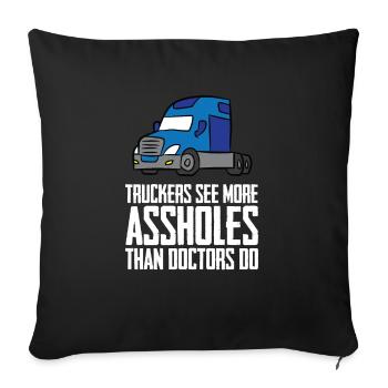 Camion Camion Chauffeur Camion Camionneur Cadeau - Housse de coussin décorative 45 x 45 cm - noir - Devant