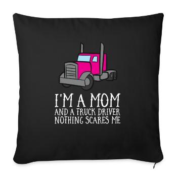 Chauffeur de camion Maman Femme Chauffeur de camion Camionneur Maman - Housse de coussin décorative 45 x 45 cm - noir - Devant