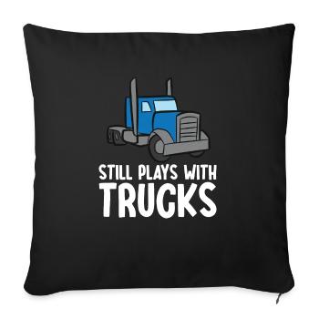 Camion Camion Chauffeur Camion Camionneur Cadeau - Housse de coussin décorative 45 x 45 cm - noir - Devant