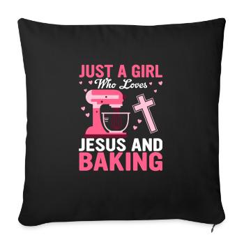 Juste une fille qui aime Jésus et qui fait cuire des biscuits Ba - Housse de coussin décorative 45 x 45 cm - noir - Devant
