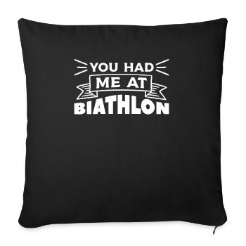 Tu m’as eu un biathlète de biathlon - Housse de coussin décorative 45 x 45 cm - noir - Devant