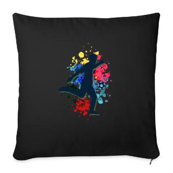 football footballeur attaquant garçons hommes coupe du monde - Housse de coussin décorative 45 x 45 cm - noir - Devant
