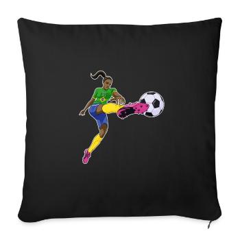 Équipe du Brésil de football I Football Brésil - Housse de coussin décorative 45 x 45 cm - noir - Devant
