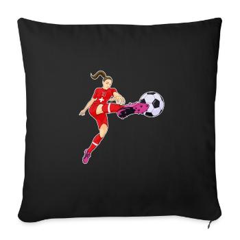 Équipe de Suisse de football I Football Suisse - Housse de coussin décorative 45 x 45 cm - noir - Devant