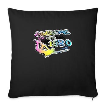 Génial depuis 1980. Wakeboard Style de vie - Housse de coussin décorative 45 x 45 cm - noir - Devant