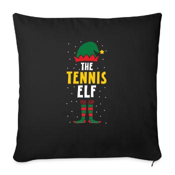 Le joueur de tennis elfe de tennis Le jour de Noël - Housse de coussin décorative 45 x 45 cm - noir - Devant