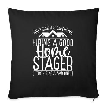 Home Stager Expensive Interior House Staging - Sofa pillowcase 17,3'' x 17,3'' (45 x 45 cm) - black - Front