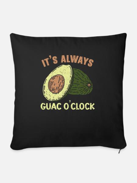 Es ist immer Guac O'clock Avocado Frucht Guacamole - Sofakissenbezug 45 x 45 cm - Schwarz