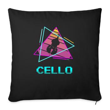 Rétro Vintage Classic Cello Player Instrument - Housse de coussin décorative 45 x 45 cm - noir - Devant