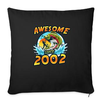 Awesome since 2002. Angel, Angler's birthday - Sofa pillowcase 17,3'' x 17,3'' (45 x 45 cm) - black - Front