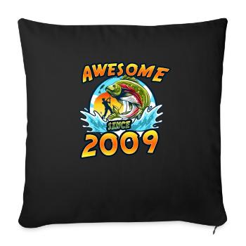 Awesome since 2009. Angel, Angler Birthday - Sofa pillowcase 17,3'' x 17,3'' (45 x 45 cm) - black - Front