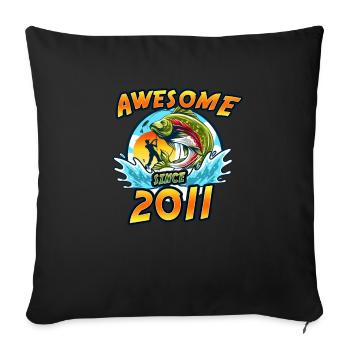 Awesome since 2011. Angel, Angler Birthday - Sofa pillowcase 17,3'' x 17,3'' (45 x 45 cm) - black - Front