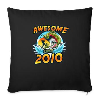 Awesome since 2010. Angel, Angler Geburtstag - Sofakissenbezug 45 x 45 cm - Schwarz - Vorne