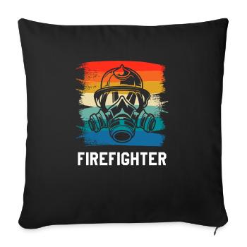 Rétro Vintage Classic Firefighter Firefighting - Housse de coussin décorative 45 x 45 cm - noir - Devant