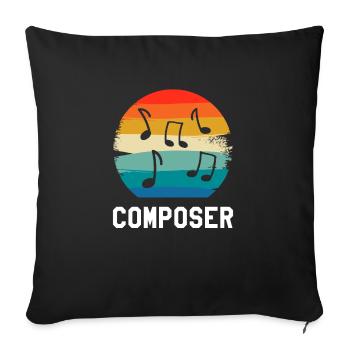 Retro Vintage Classic Composer Music Composing - Sofa pillowcase 17,3'' x 17,3'' (45 x 45 cm) - black - Front
