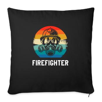 Rétro Vintage Classic Firefighter Firefighting - Housse de coussin décorative 45 x 45 cm - noir - Devant
