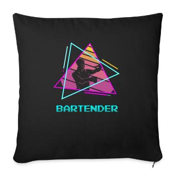 Barman Vintage Rétro Vintage Barman Bartending - Housse de coussin décorative 45 x 45 cm - noir - Devant