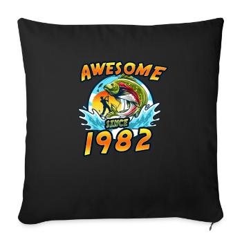 Awesome since 1982. Angel, Angler's Birthday - Sofa pillowcase 17,3'' x 17,3'' (45 x 45 cm) - black - Front